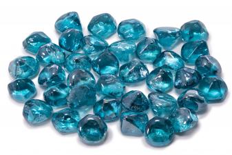 Cristal decorativo resistente al fuego con forma de diamante color azul claro
